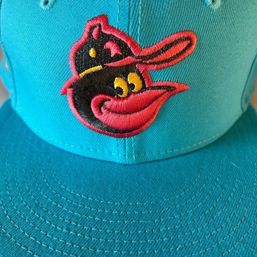 New Era Baltimore Orioles Fitted - Teal / Blue w/ Yellow UV - size 7 1/8 - Picture 2 of 10